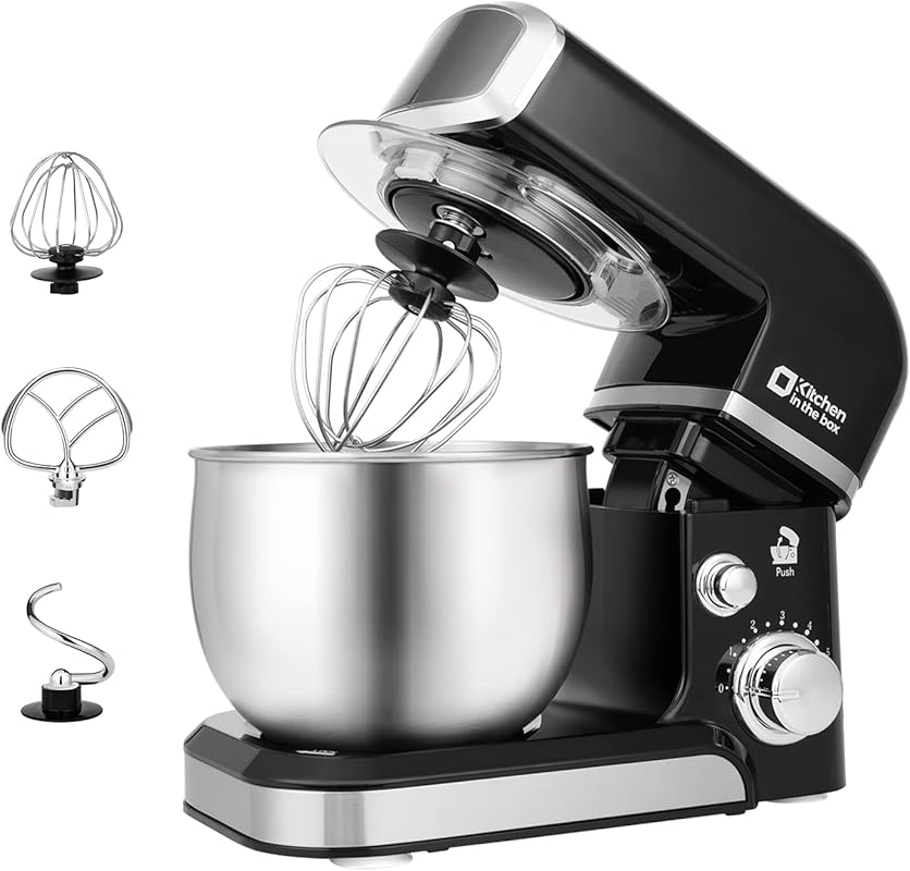 Kitchen in the box 3.2Qt Electric Mixer 6-Speed Egg Whisk, Dough Hook,