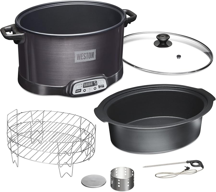 WESTON BRANDS 2-in-1 Electric Smoker Slow Cooker, 6 Quart, 3-Tier Smok