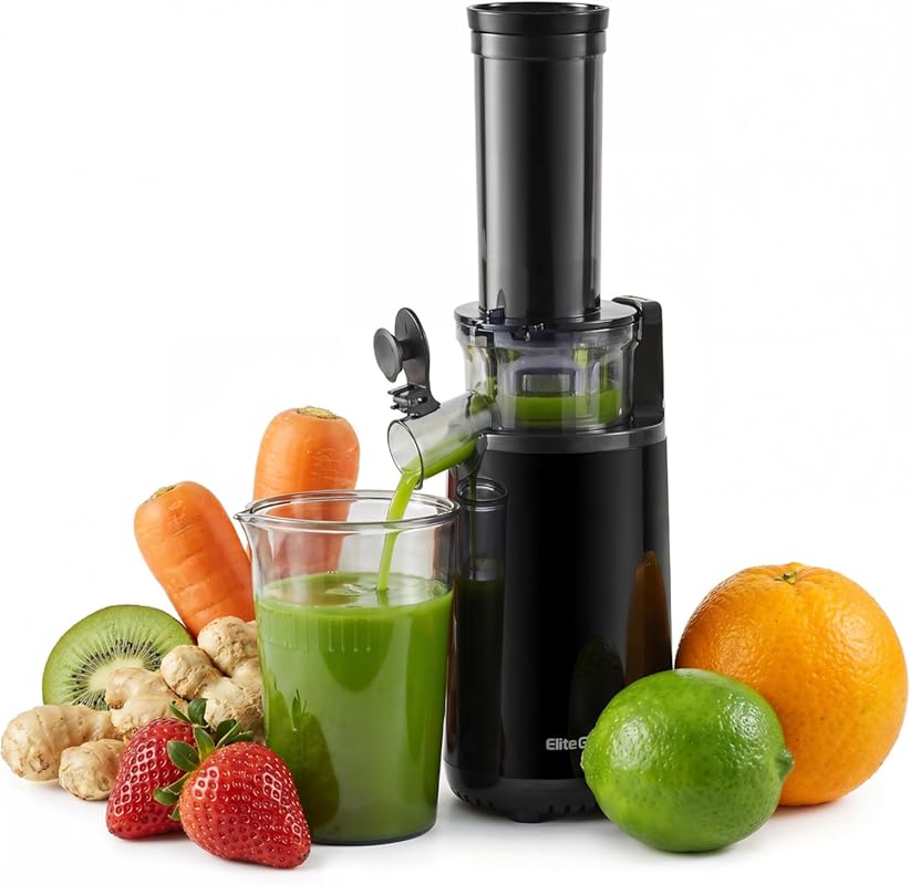 Elite Gourmet EJX600 Mini Masticating Slow Cold Press Juicer: Space-Sa