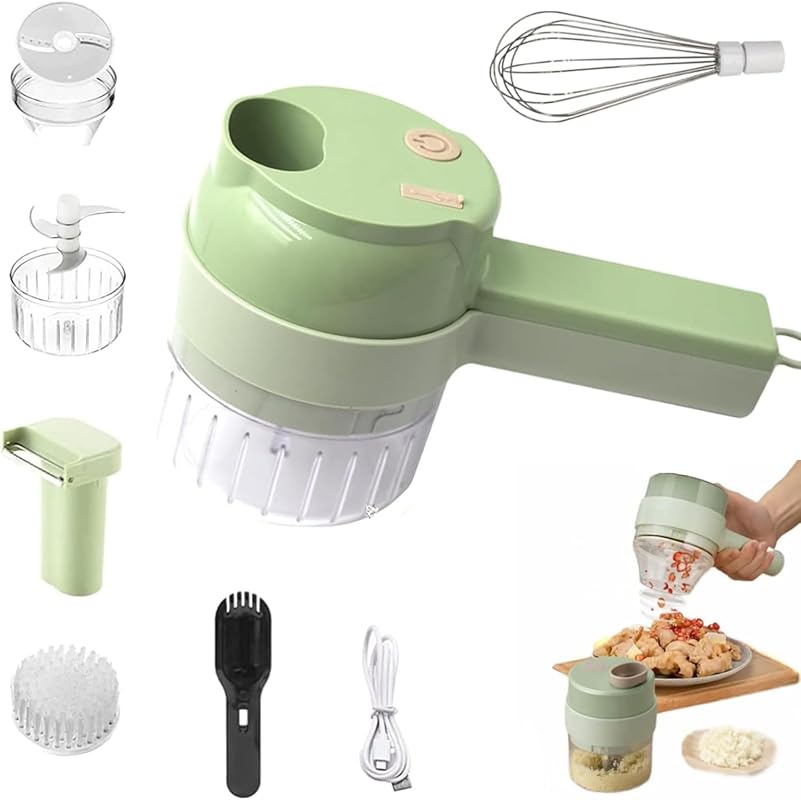 5-in-1 Electric Handheld Vegetable Chopper with Egg Beater and Clean B
