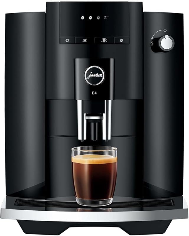 Jura E4 Piano Black Automatic Coffee Machine: One-touch espresso and c
