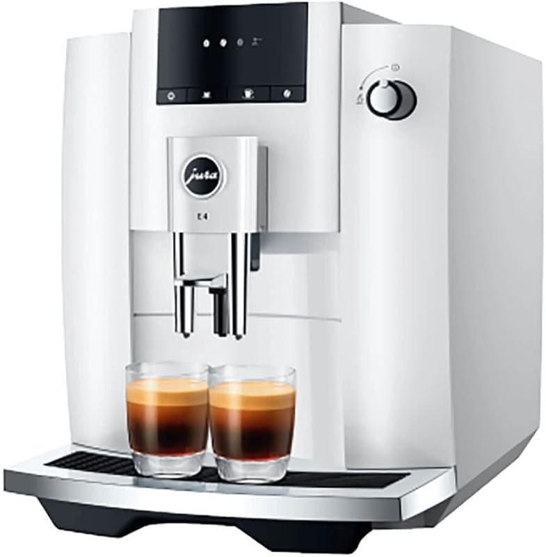 Jura E4 Piano White Automatic Coffee Machine provides one-touch espres