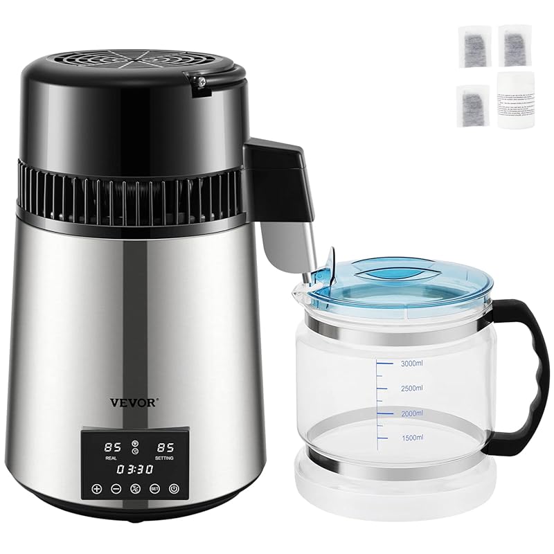 VEVOR 1.1 Gallon Stainless Steel Countertop Water Distiller, 0.3 Gal/H