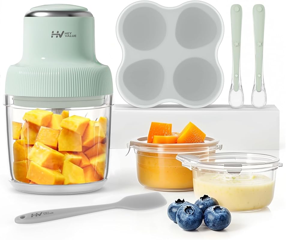 HEYVALUE 13-in-1 Baby Food Maker for Fruits, Veggies, Meat, Containers