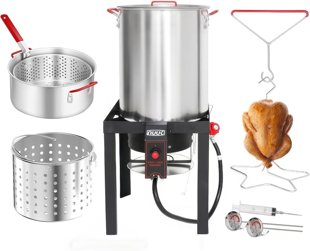 NUUK 30QT Turkey & 10QT Fish Fryer Combo: CSA Approved 50,000BTU Burne