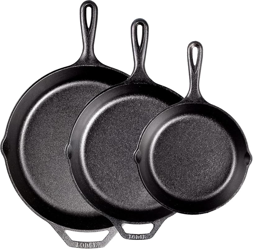 Lodge Cast Iron Skillet Set PFAS-Free, Non-Toxic, Naturally Non-Stick