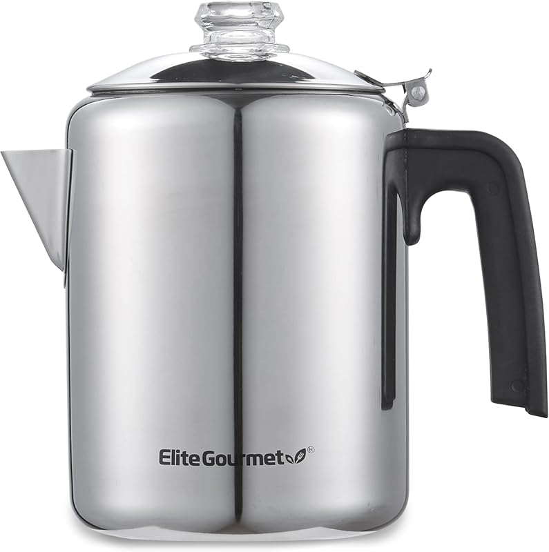 Elite Gourmet EC008 Classic Stovetop Coffee Percolator - 8-Cup, Glass 