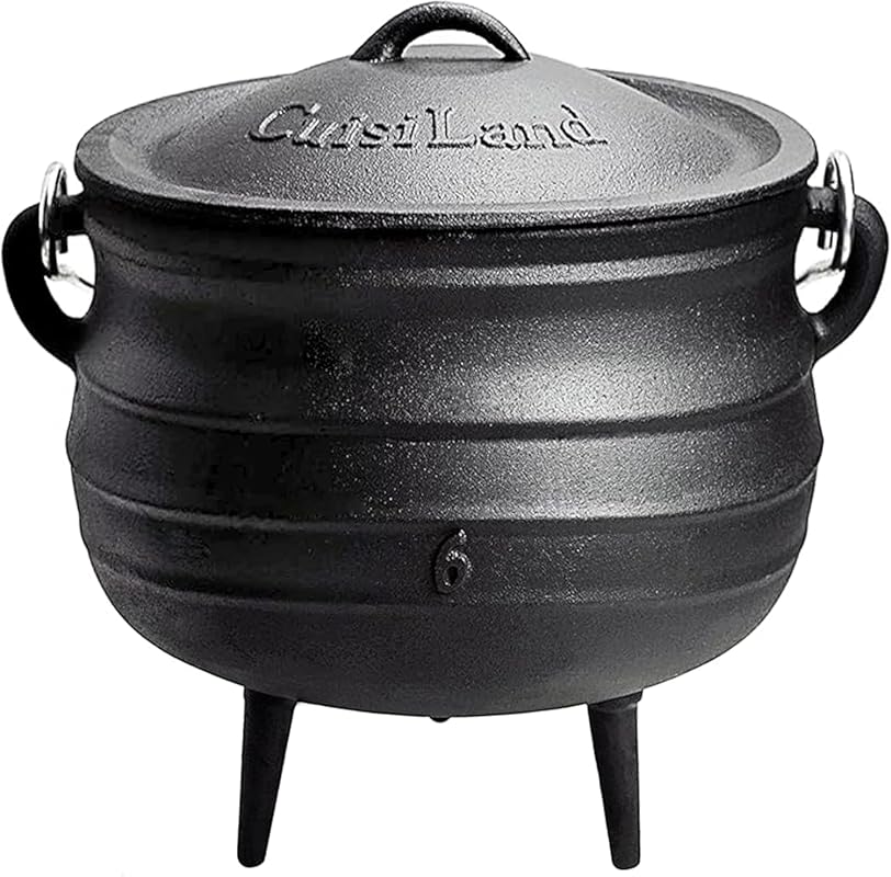 Cuisiland 14QT Cast Iron Potjie Cauldron - Pre-Seasoned, South African