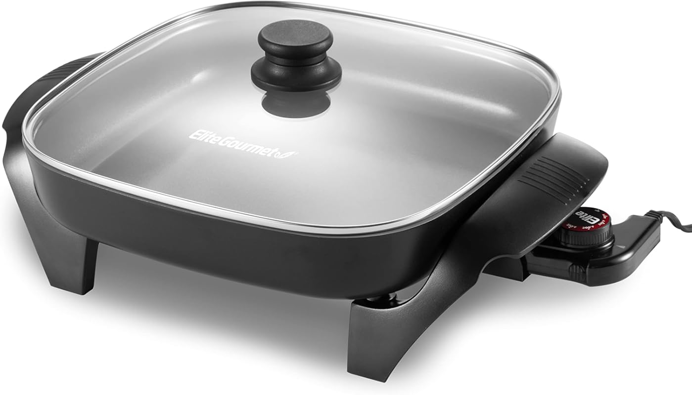 Elite Gourmet 12x12x2.15 inch Ceralast PFAS-Free Ceramic Electric Skil