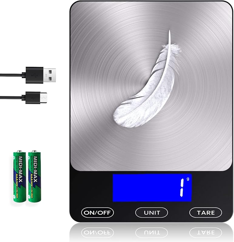 33lb Digital Kitchen Scale with Rechargeable Battery, Type-C Charging