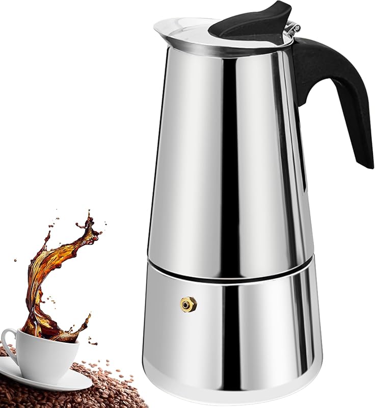 6 Cup Stainless Steel Stovetop Espresso Maker Moka Pot, Italian Greca 