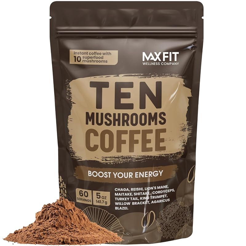 Mushroom Coffee with 10 Mushrooms - Instant Arabica for Immune Support