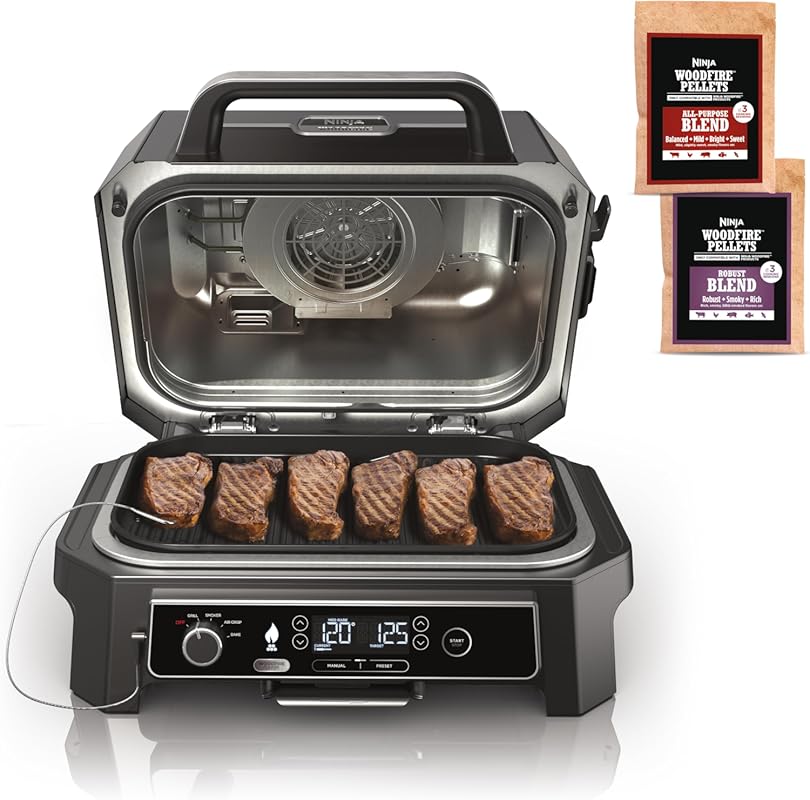 Ninja Woodfire Pro XL 4-in-1 Outdoor Grill, Smoker, Air Fryer & Bake w