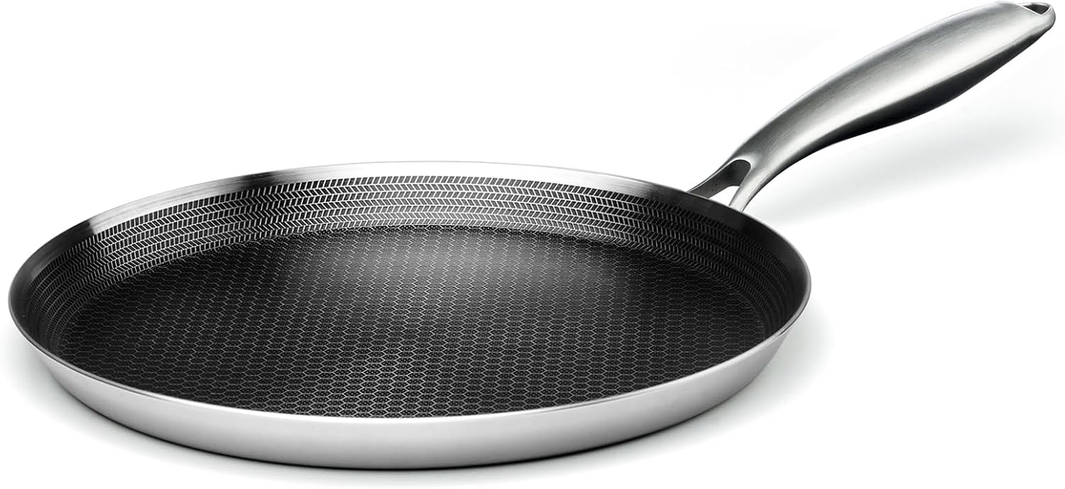 Innerwell Stainless Steel Crepe Pan - 11 Inch Nonstick with Honeycomb