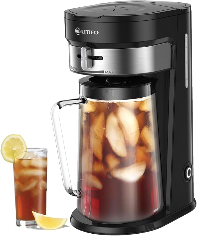 LITIFO Iced Tea Coffee Maker: 2.5QT Stainless Steel Pitcher with Slidi