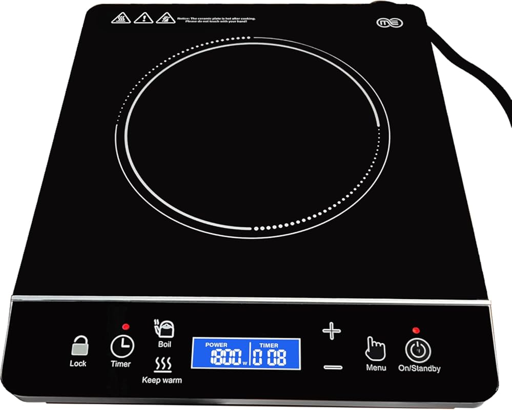 OMEO Portable Induction Cooktop Hot Plate, 1800 Watts, LCD Sensor Touc