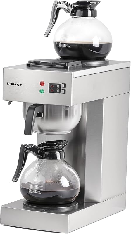 TQS Cafe 12-Cup Commercial Pour Over Drip Coffee Maker with 2 Carafes 