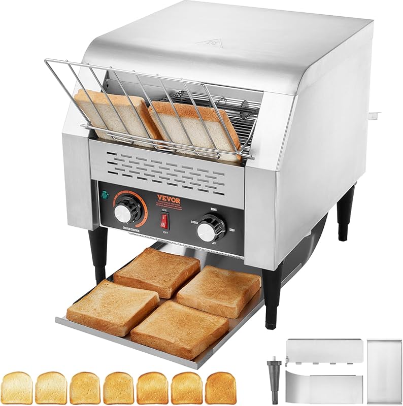 VEVOR Commercial Conveyor Toaster: 300 Slices/Hour Heavy Duty Stainles
