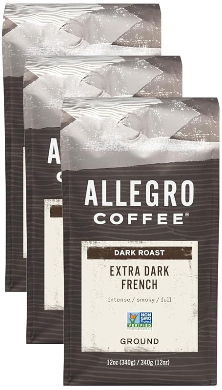 Allegro Coffee Extra Dark French Roast Ground Coffee 12 oz Pack of 3