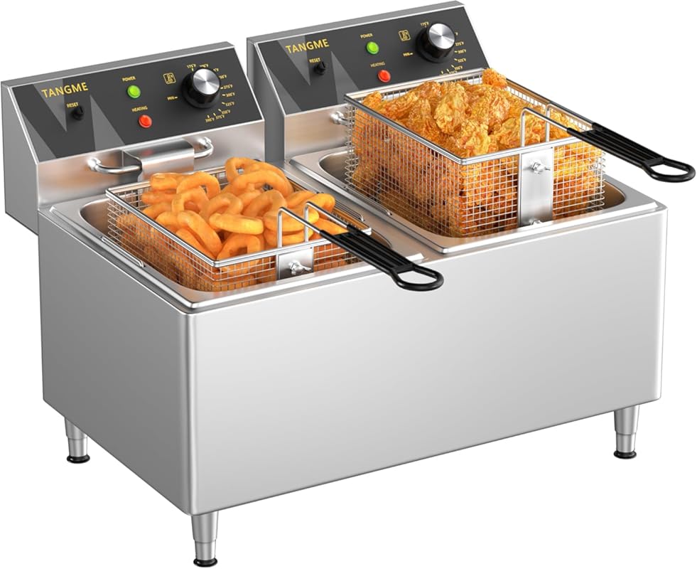 3500W Commercial Electric Countertop Deep Fryer with 25.4Qt Capacity,