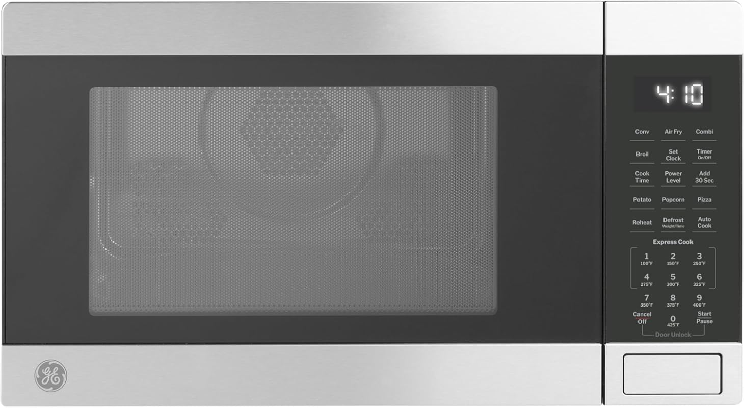 GE 1.0 cu ft Convection Microwave Oven: Air Fry, Broil, Crisper Pan, 1