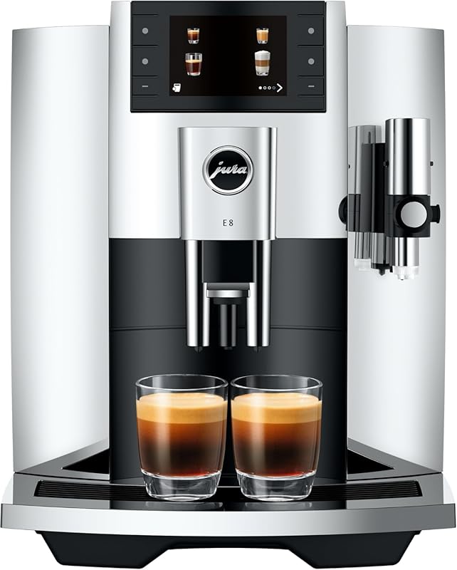Jura E8 Chrome Automatic Coffee Machine: One-touch espresso, cappuccin