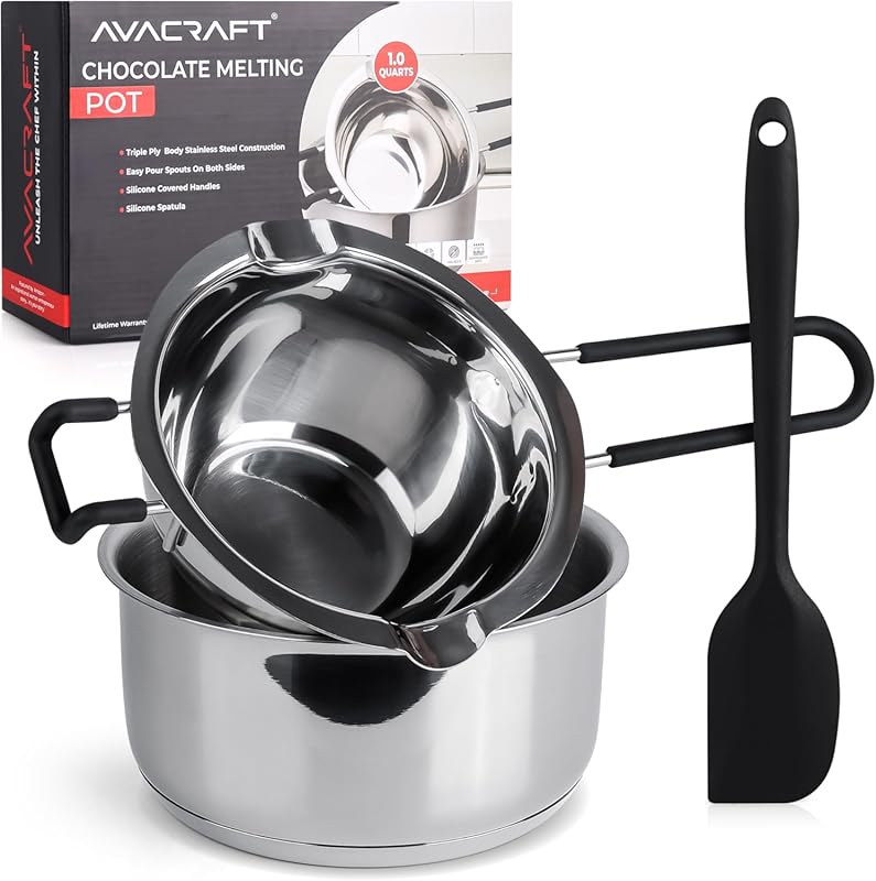 AVACRAFT 18/8 Stainless Steel 1 Quart Double Boiler with Spatula for C
