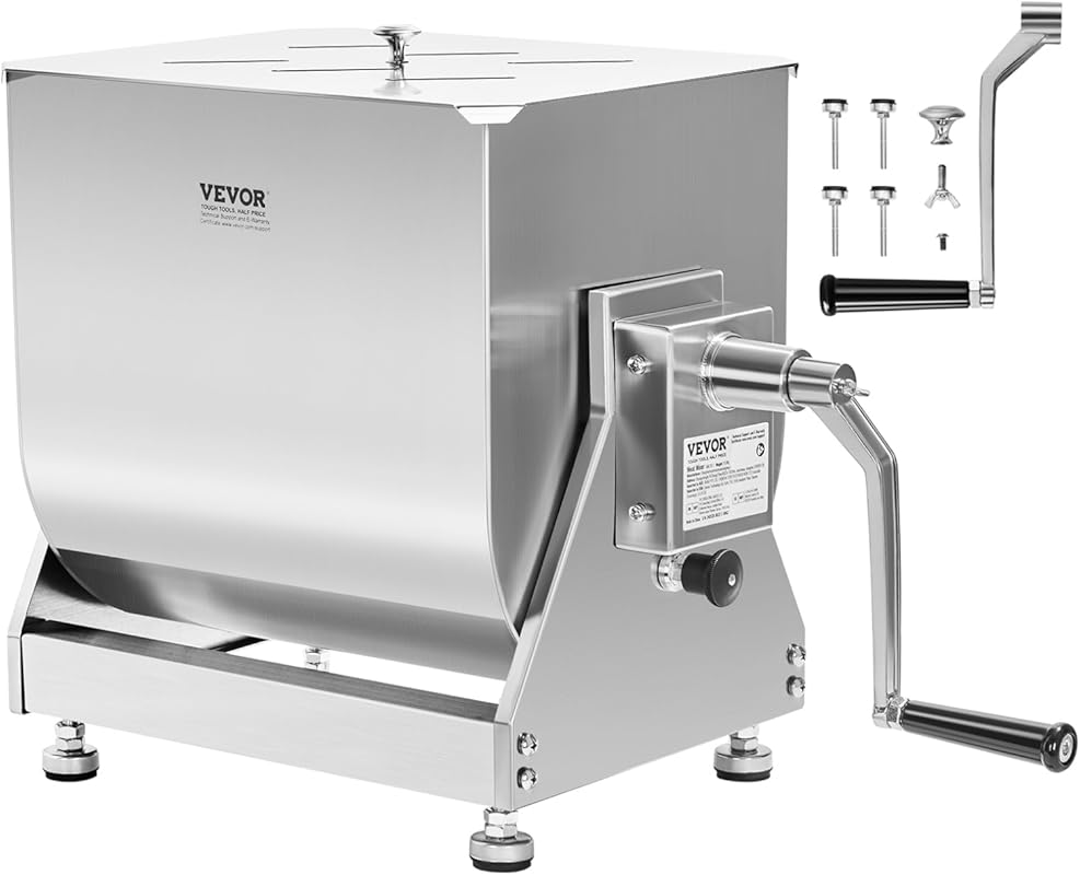 VEVOR 60-Pound Capacity Manual Meat Mixer with Tilt Tank, Stainless St