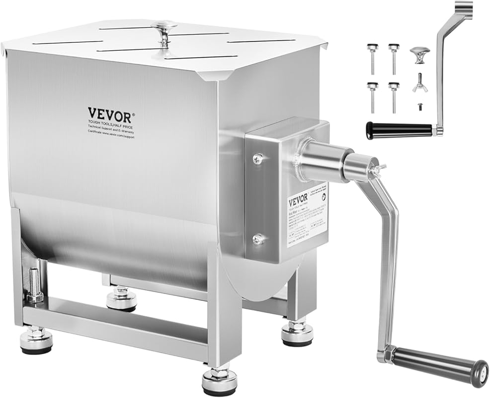 VEVOR 30-Pound Capacity Manual Meat Mixer with Stainless Steel Tank, T