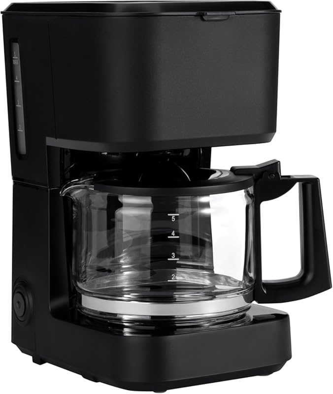 Amazon Basics 5-Cup Drip Coffee Maker: Glass Pot, Auto Shut-off, Auto 