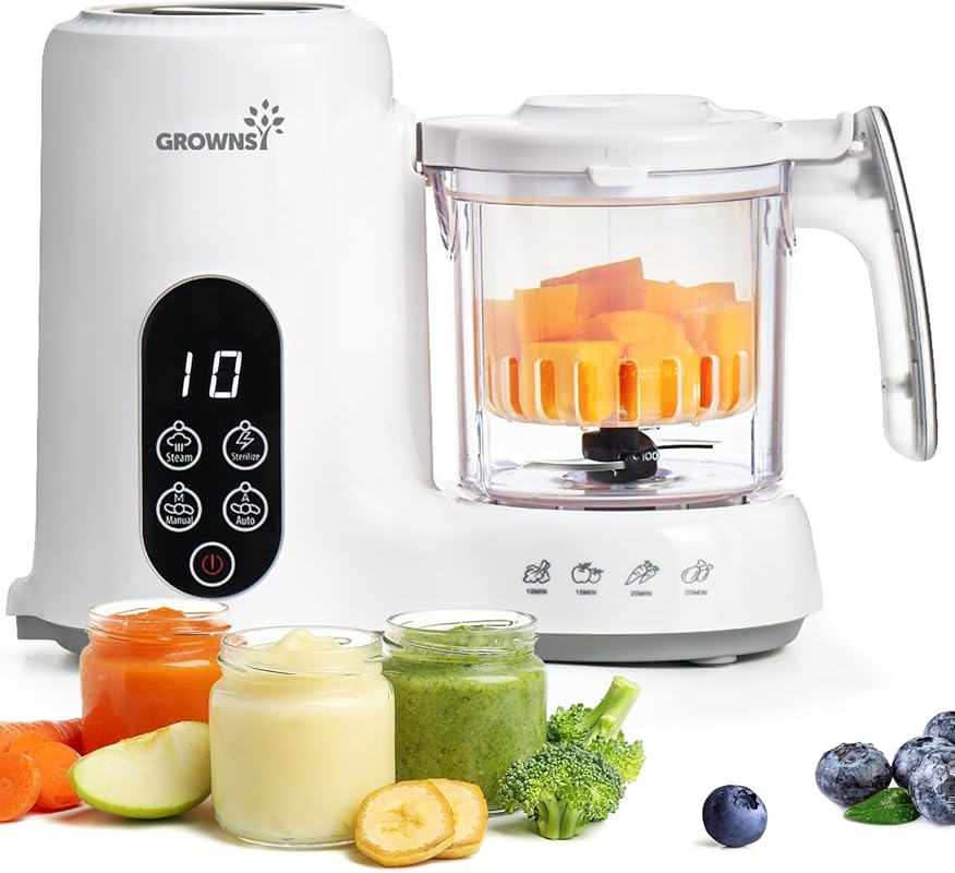 Grownsy One Step Baby Food Maker: Auto Steamer, Processor, Puree Blend