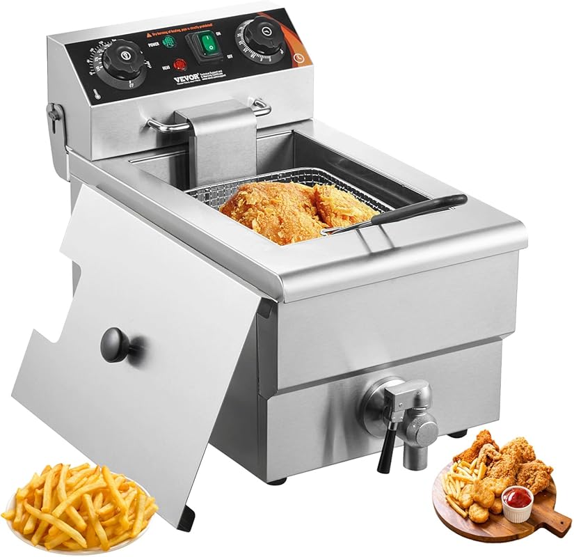 VEVOR Commercial Deep Fryer 1500W Electric Countertop Fryer with 11.6Q