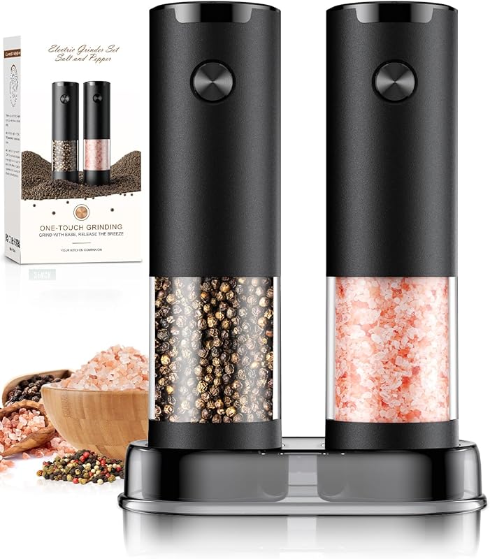 Electric Salt and Pepper Grinder Set: Automatic, Battery-Operated, Adj