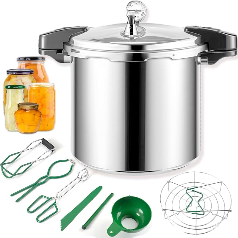24-Quart Pressure Canner and Cooker with Gauge, 14.5PSI, 7-Piece Canni