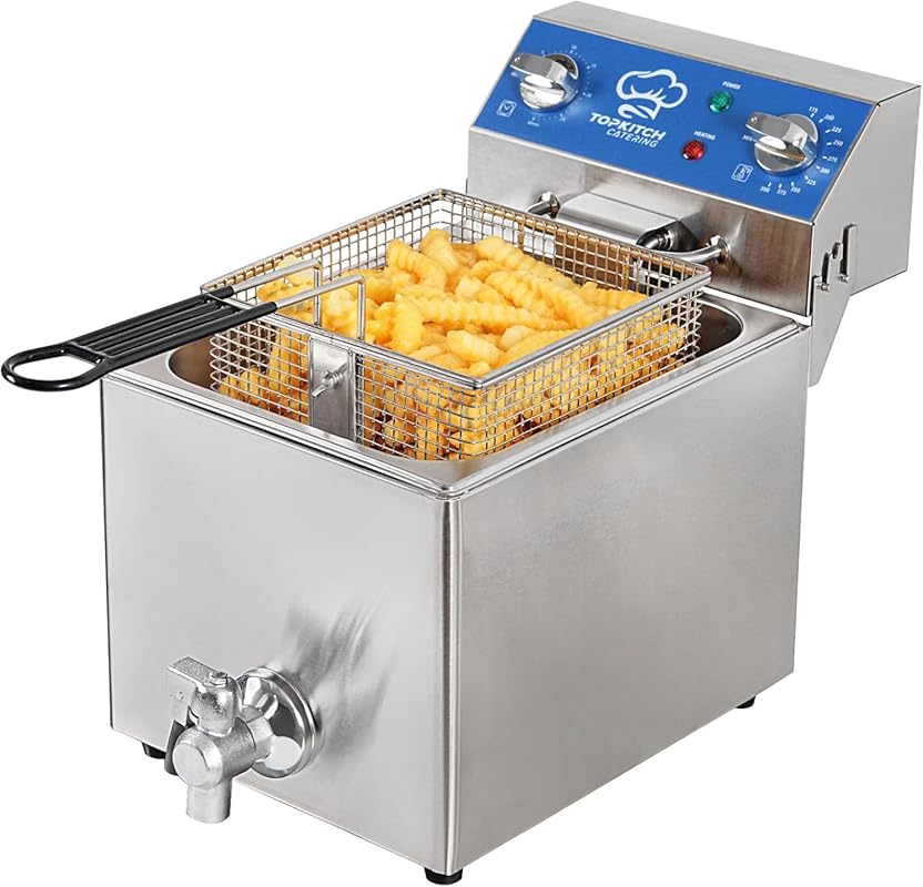 6.3 Quart Electric Countertop Deep Fryer with Oil Drain, 30-Minute Tim