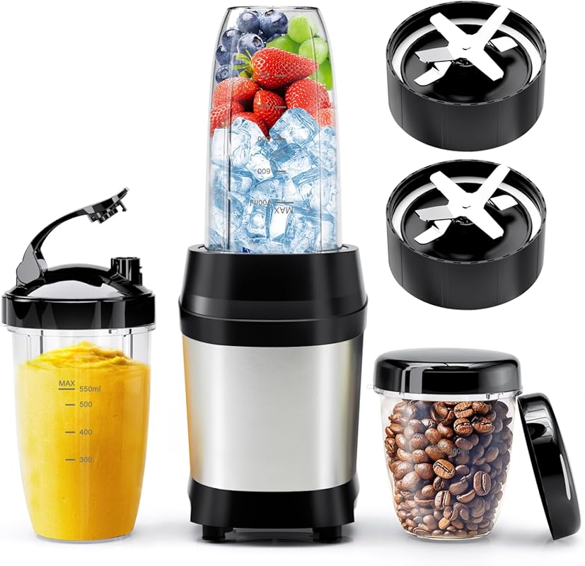 Nahida 1200W Smoothie Blender, Ice Crushing with 6-Fin Blades, 23oz, 3