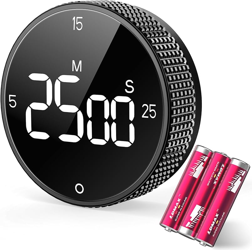 Magnetic Kitchen Timer with Loud Alarm - Preset 5/15/25 Min Countdown