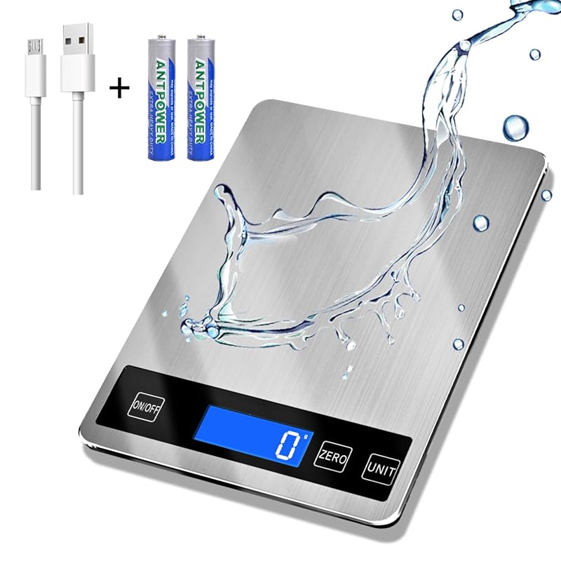 33lb Digital Kitchen Scale with LCD Display, USB Charging, 1g/0.05oz G
