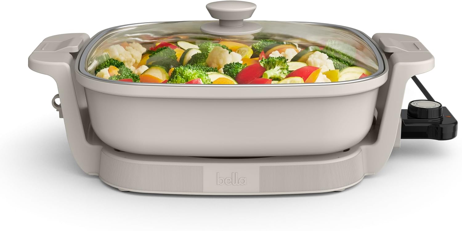 bella Make & Take Electric Skillet, EverGood Ceramic Coating, Adjustab