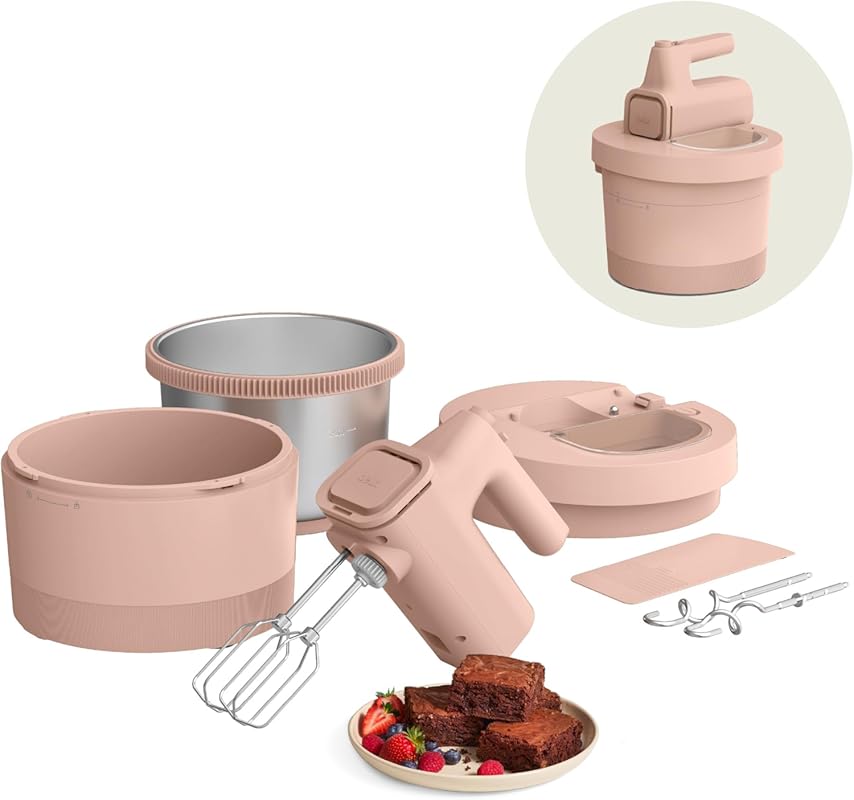 bella 3.5 Qt 2-in-1 Hand & Stand Mixer with Bowl, Dough Hook, Whisk, E
