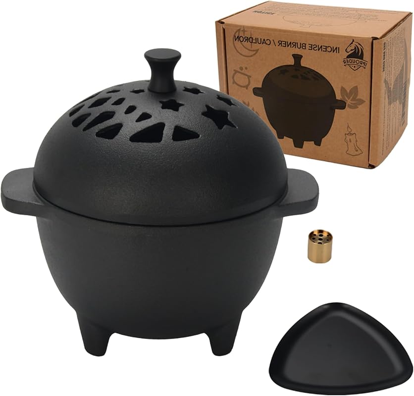 Cast Iron Mini Cauldron Incense Burner for Sage, Palo Santo, Resin, Ch