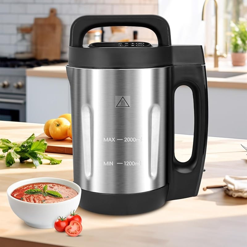 Homtone 2L 6-in-1 Soup Maker with Easy Clean, Makes 2-6 Servings, Smoo