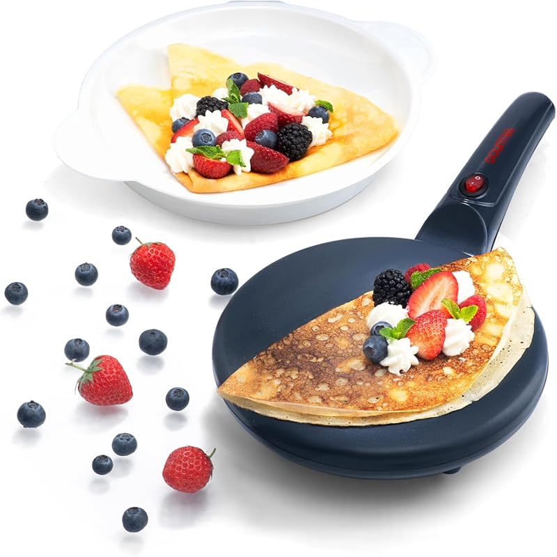 Gourmia 8-inch Electric Crepe Maker – Nonstick Ceramic Surface, One-To