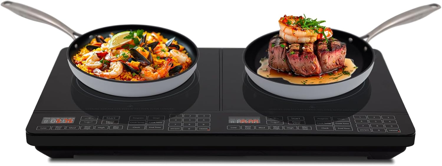 Nuwave Double Cooktop Induction Countertop Burner, Portable 900W & 180