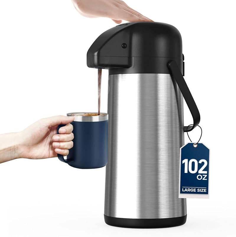 Gezoss 102oz/3L Airpot Coffee Dispenser with Pump - Large Insulated St