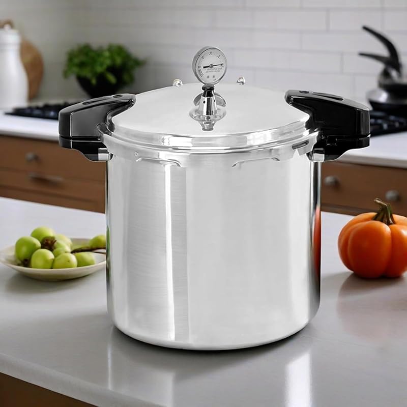 24-Quart Aluminum Pressure Canner with Gauge and 14.5PSI, Large Capaci