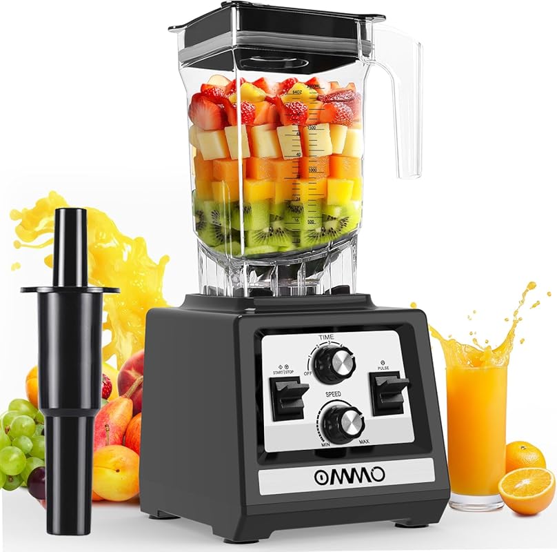 OMMO 1800W Peak Blender with 68oz Pitcher, Stainless Steel Blades, for
