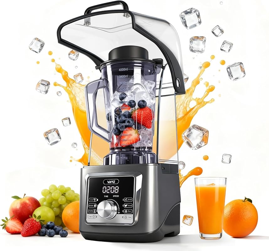 VONCI 2200W Commercial Blender: Sound Enclosure, 135oz Large Capacity,