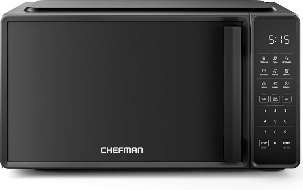 Chefman 0.7 Cu Ft Microwave: 10 Levels, 6 Presets, Express Cook, Child