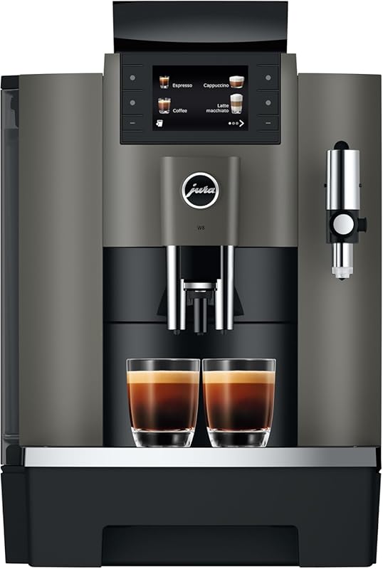 Jura W8 Dark Inox Automatic Coffee Machine: One-touch espresso, cappuc